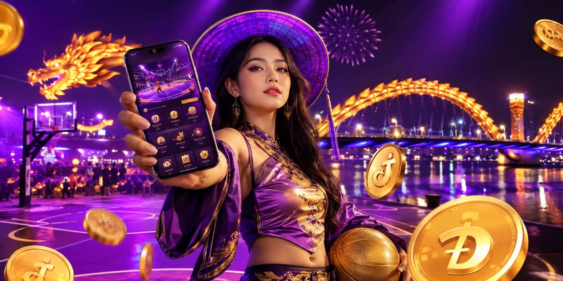 Người chơi tại Đà Nẵng tham gia cá cược bóng rổ trực tuyến trong không gian neon sôi động về đêm