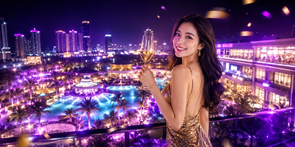 Khu giải trí Mũi Né về đêm với ánh đèn neon rực rỡ và không khí sôi động cuối tuần