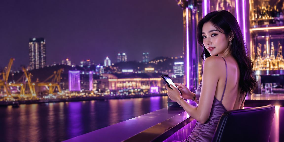 Người chơi high roller thưởng thức cược lớn tại Vũng Tàu về đêm với ánh đèn neon rực rỡ